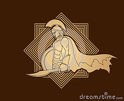 Spartan warrior with sword and shield Vector Illustration