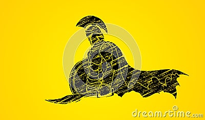 Spartan warrior with sword and shield Vector Illustration