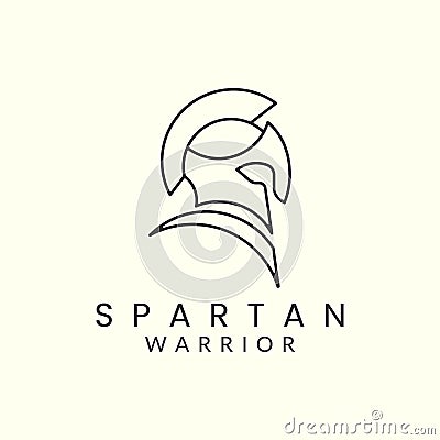 spartan warriors with line art style logo icon template design. military helmet armor side facing vector illustration Vector Illustration