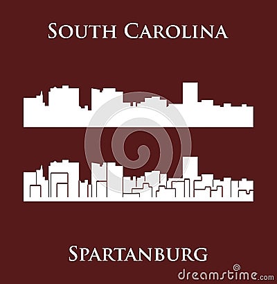 Spartanburg, South Carolina city silhouette Vector Illustration