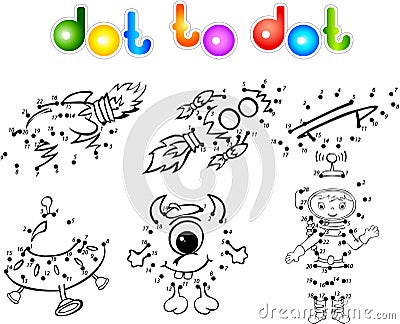 Spase set 2 dot to dot Vector Illustration