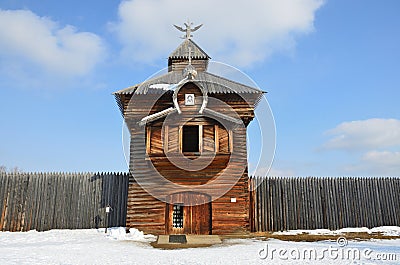 The Spasskaya Savior`s tower of Ilimsk Stockaded town, 1667 year built Stock Photo