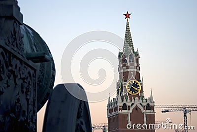 Spasskaya Saviors clock tower of Moscow Kremlin. Color photo Stock Photo