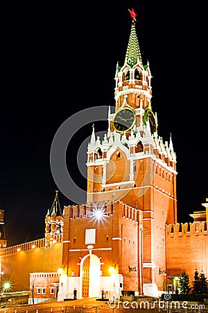 Spasskaya tower at night Stock Photo