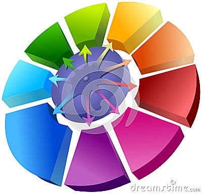 Spatial circle graph with arrows Stock Photo