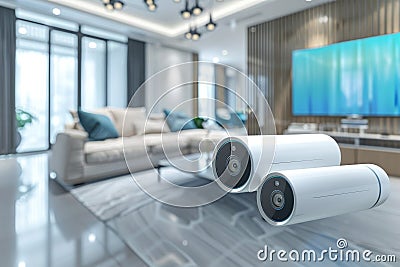 Spatial management in safeguard systems integrates smart devices with oversight in alarm networks, enhancing camera and pet detect Cartoon Illustration