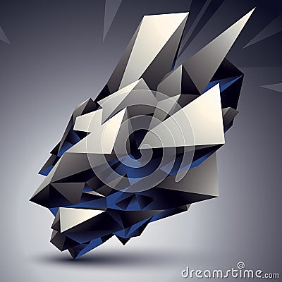 Spatial vector monochrome digital object isolated, 3d technology Vector Illustration