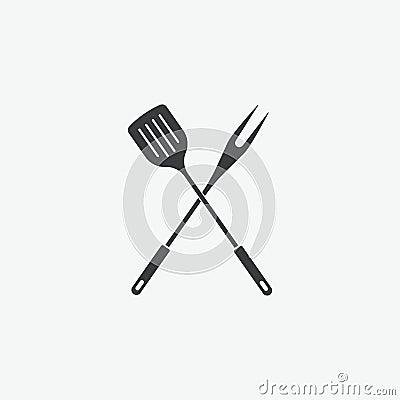 Spatula & Barbecue Fork Kitchen Icon Vector Illustration
