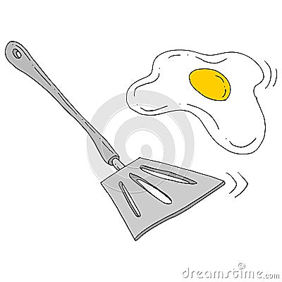 Spatula flipping egg Vector Illustration