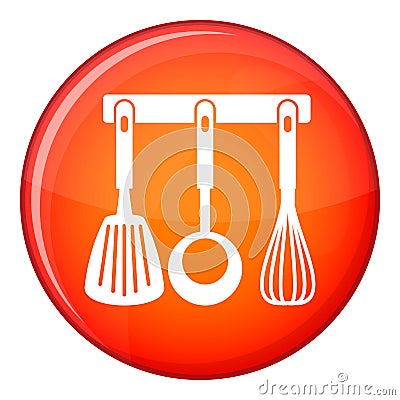 Spatula, ladle and whisk, kitchen tools icon Vector Illustration