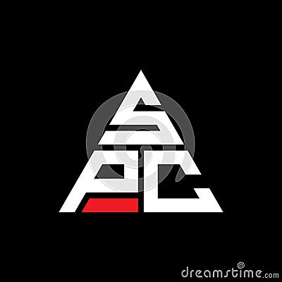 SPC triangle letter logo design with triangle shape. SPC triangle logo design monogram. SPC triangle vector logo template with red Vector Illustration