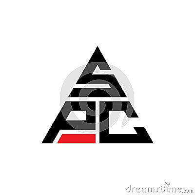 SPC triangle letter logo design with triangle shape. SPC triangle logo design monogram. SPC triangle vector logo template with red Vector Illustration