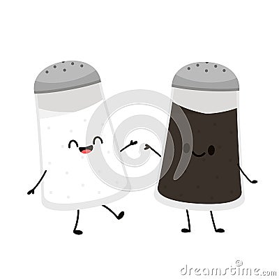 Salt and Pepper shaker vector. Cute cartoon salt and pepper shaker. Vector Illustration