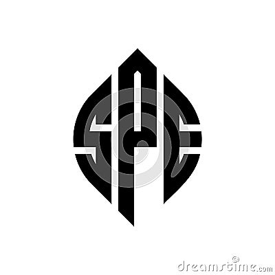SPE circle letter logo design with circle and ellipse shape. SPE ellipse letters with typographic style. The three initials form a Vector Illustration