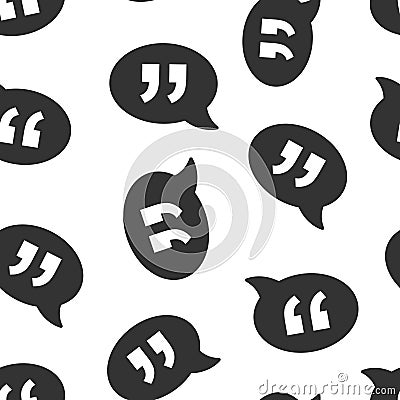 Speak chat icon in flat style. Speech bubble vector illustration on white isolated background. Team discussion seamless pattern Vector Illustration