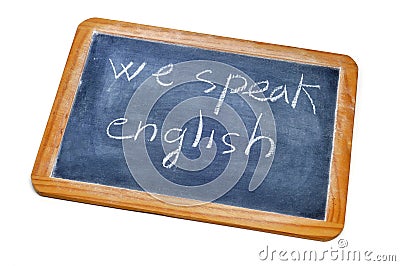 We speak english Stock Photo