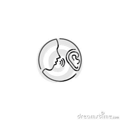 Speak and listen, whisper, gossip, listener. Vector icon template Vector Illustration