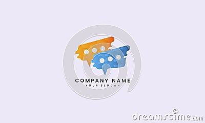 Speak Wave Blue and orange chat logo abstract Vector Illustration