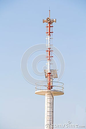 Speaker alarm, Warning beach Stock Photo