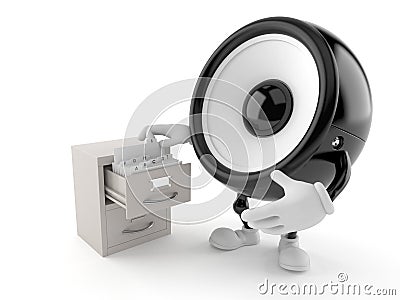 Speaker character with archive Stock Photo