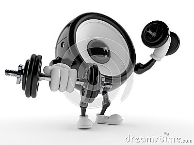 Speaker character with dumbbells Cartoon Illustration