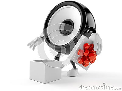 Speaker character with open gift Cartoon Illustration