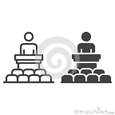 Speaker, conference line and solid icon Vector Illustration