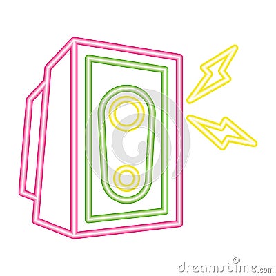 speaker music neon bright Vector Illustration
