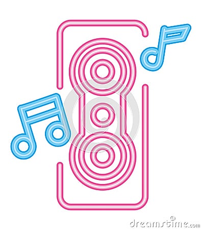 speaker music neon electronic Vector Illustration