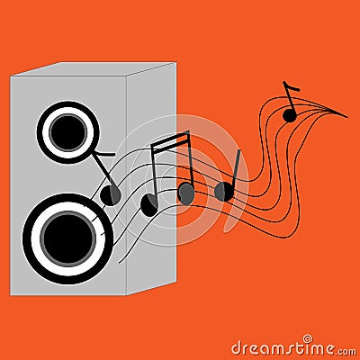 Speaker and music. Vector Illustration