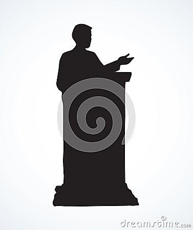 Speaker at podium. Vector drawing Vector Illustration