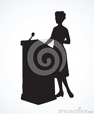 Speaker at podium. Vector drawing Vector Illustration