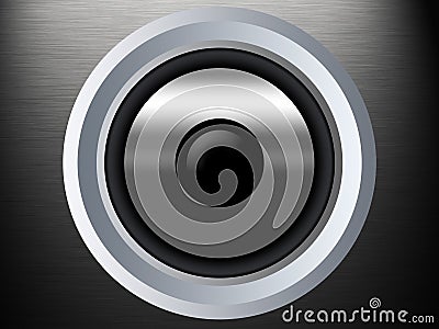 A speaker on a silber metal texture Stock Photo