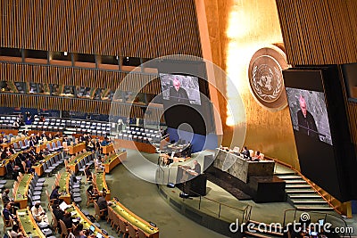 Speaker at the 77th UN General Assembly Editorial Stock Photo