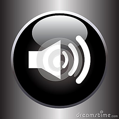 Speaker volume icon on black glass button Vector Illustration