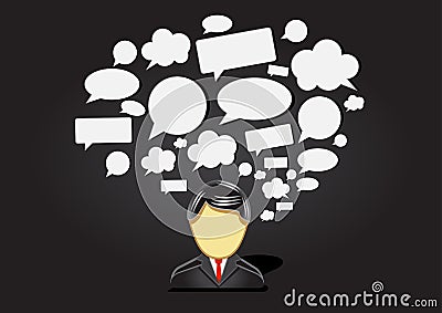 Speaking man with many ideas Vector Illustration