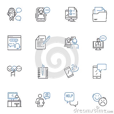 Speaking out line icons collection. Courage, Assertion, Bravery, Expression, Communication, Advocacy, Protest vector and Vector Illustration