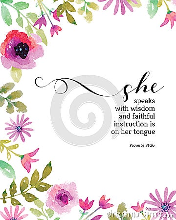 She Speaks with Wisdom Proverbs 31 Print Stock Photo