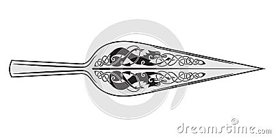 The Spear Of The God Odin - Gungnir, and Scandinavian pattern Vector Illustration