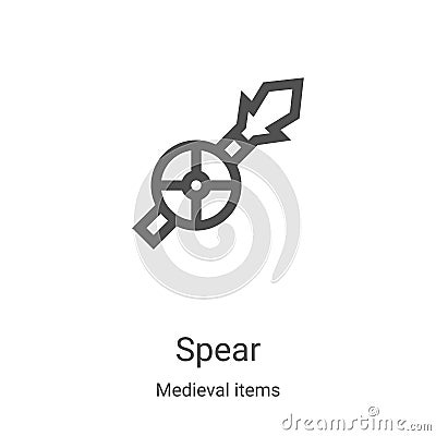 spear icon vector from medieval items collection. Thin line spear outline icon vector illustration. Linear symbol for use on web Vector Illustration
