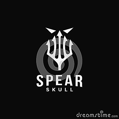 Spear and skull logo icon vector template with negative space style Vector Illustration
