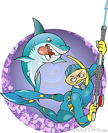 Spearfishing Vector Illustration