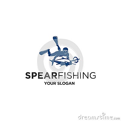 Spearfishing silhouette logo Cartoon Illustration