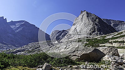 The Spearhead 12,575` in the Glacier Gorge of RMNP Stock Photo