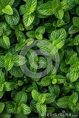 Spearmint texture background, Mentha spicata pattern, garden mint banner, common mint mockup Cartoon Illustration