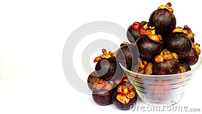 Spece area with Purple mangosteen Garcinia mangostana isolate Stock Photo