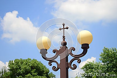 Art lamp in Saint John the Baptist Church, Abovyan, Armenia Stock Photo