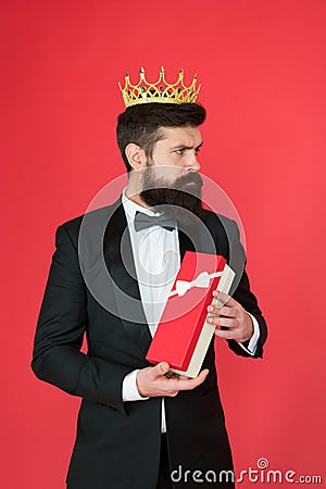 Special award. Fame and popularity. Proud of his achievements. Elite society. Being recognised and proud. Proud man Stock Photo