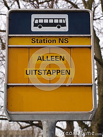 Special bus stop at railway station of the NS in Gouda used for replacing busses in case of delay. Editorial Stock Photo