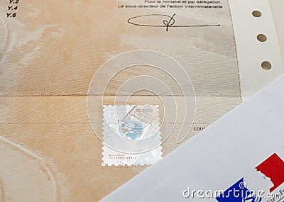 Special document with the holographic stamp and Ministry of Interior envelope Editorial Stock Photo